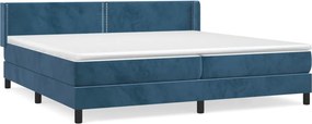 vidaXL sötétkék bársony rugós ágy matraccal 200x200 cm