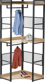 Sarokállvány polccal, tölgy/fekete, KILOS NEW TYP 5