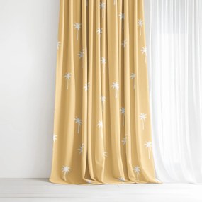 Goldea pamut drapéria - pálmák sárga alapon 280x150 cm