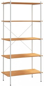 fehér és tölgyfa 5 szintes polcrendszer 80x40x163 cm