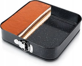 Orion Négyzet alakú tortatál, kihúzható, gránit acél 28 x 28 cm