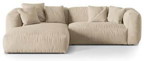 Bézs bársony moduláris sarokkanapé (bal oldali-heverő résszel) Martina – Micadoni