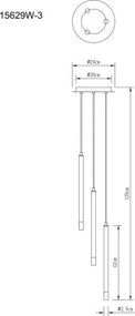 Globo 15629W-3 Függőlámpa, fém fehér matt, akril szaténozott, átlátszó búra, kábel PVC fehér, magassága rövidíthető, ø: 240mm, M: 1200mm, 3x G9 LED 4W 230V izzók nélkül