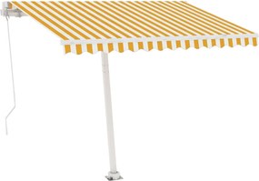 vidaXL sárga-fehér kézzel kihúzható póznás napellenző 300 x 250 cm