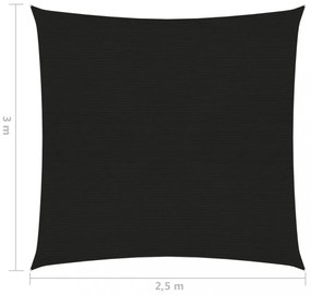 fekete HDPE napvitorla 160 g/m² 2,5 x 3 m