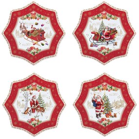 Karácsonyi porcelán kis desszertes tányér szett 4 db Christmas Memories