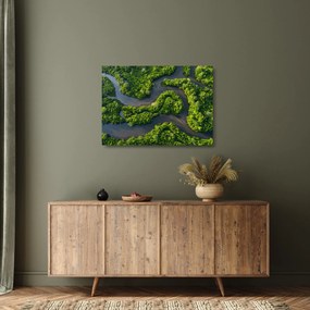 Üveg kép - Erdei táj folyóval (70x50 cm)