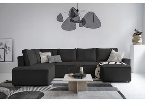 Antracitszürke kordbársony kinyitható sarokkanapé (bal oldali-U alakú) Brave Dave – Miuform