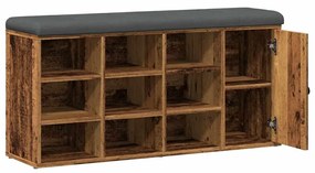 antik fa szerelt fa cipőtároló pad 102x32x50 cm