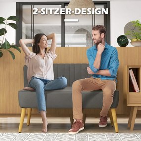 HOMCOM Kanapé Retro Design 2 Személyes kanapé, fa lábak, sötétszürke