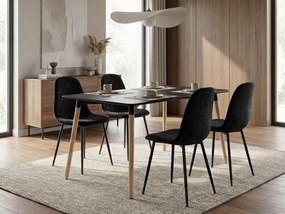 Étkező szett 1 + 4, fekete ADRIA asztal 120x80 cm + fekete ASTI bársonyszék fekete lábakkal