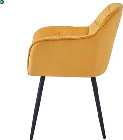 Dizájnos fotel, sárga Velvet szövet, FEDRIS NEW
