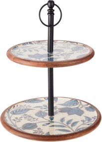 Kétszintes mangófa kínáló Dekoratív mintával, 43 cm Eredeti Minta