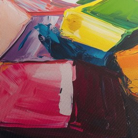 Kép - Színes kockák (órával) (90x30 cm)