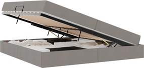 vidaXL Ágy tárolóval és matraccal Tópszínű 200 x 200 cm Poliészter