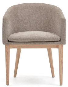 Bézs kárpitozott karfás étkezőfotel Harlan – Kave Home