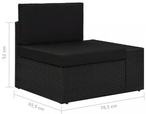vidaXL 2 személyes fekete elemes polyrattan kanapé