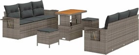 vidaXL Kerti Kanapé Szett 9 pcs Szürke Poli rattan és porbevonatú acél