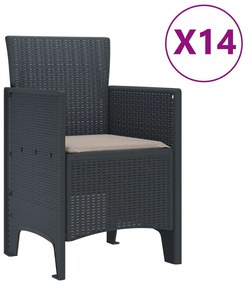 13 Részes Kert Étkező Szett Párnákkal Világosszürke Polirattan, Kerti Asztal Világosszürke 200x100x73 cm Polirattan, Kerti Asztal Világosszürke 150x100x73 cm Polirattan, Kerti Székek Párnákkal 4 db Világosszürke Polirattan