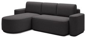 Sötétszürke zsenília kinyitható-tárolóhelyes sarokkanapé (bal oldali-heverő résszel) Aurumm – ELTAP
