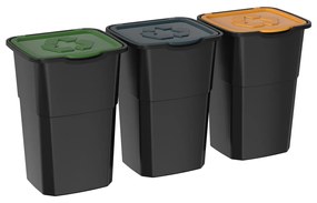 Szemétkosár szelektív hulladékgyűjtésre Eco 3 Master 50 l BLACK, 3 db