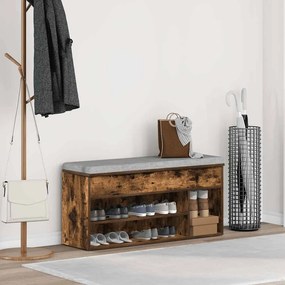 füstös tölgy színű szerelt fa cipőpolc 102x30,5x45 cm