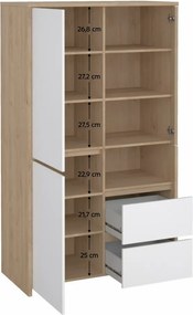 Vitrin, hickory tölgy/extra magasfényű fehér, NEXT 50317