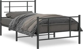 vidaXL fekete fém ágykeret fej- és lábtámlával 100 x 200 cm