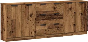 vidaXL 3 db antik fa színű szerelt fa tálalószekrény 60 x 30 x 70 cm