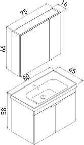 Desna mosdószekrény, 80 cm – TR785PNC1558