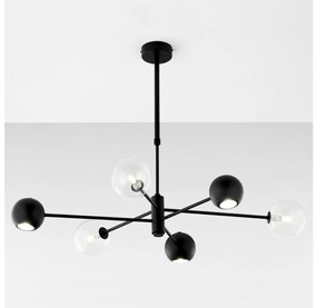 Jupiter 1995 - Csillár rúdon MOKA 3xGU10/10W/230V + 3xG9/10W/230V fekete/átlátszó