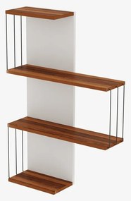 Fehér-natúr színű többszintes fali polc borovi fenyő dekorral 64 cm Cambel – Kalune Design