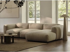 Bézs bársony moduláris sarokkanapé (bal oldali-U alakú) Martina – Micadoni