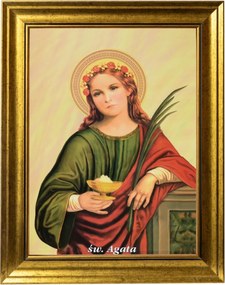 Szent Achát Vallásos Kép Arany Díszített Keretben 30X40