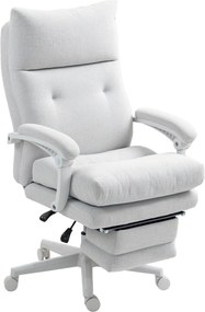 HOMCOM Ergonomikus Irodai Szék Deréktámasszal, Magas Hátfakkal, Lábpihentetővel, Magasságban Állítható Forgószék, Vászonhatású, Párnázott Számítógép S