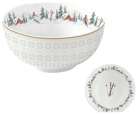 Karácsonyi porcelán tálka - 12cm Chalet