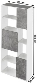 Polcos szekrény Umini (fehér + beton). 1016645
