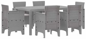 vidaXL Kert étkező szett 7 pcs Világosszürke Polt rattan