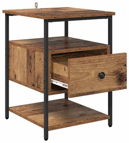 Éjjeliszekrény fiókkal 2 pcs Régi fa 40 x 42 x 56 cm Faanyag