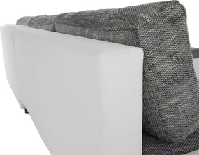 Ülőgarnitúra, műbőr fehér/szövet szürke melír, TONIKS