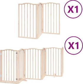vidaXL nyárfa 9 paneles összecsukható kutyakapu ajtóval 450 cm