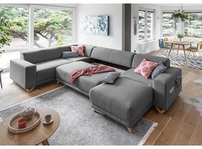 Szürke kinyitható-tárolóhelyes sarokkanapé (bal oldali-U alakú) Classy Sophie – Miuform