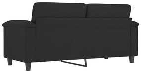 kétszemélyes fekete mikroszálas szövetkanapé 140 cm
