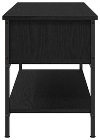 TV szekrény Fekete tölgy 100x35x45 cm Fának készült és acél