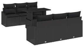 Kerti Kanapé Szett 7 Rész Sötétbarna Rattan, Acél