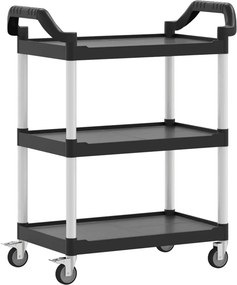 vidaXL 3 szintes fekete alumínium kocsi 81 x 41 x 92 cm