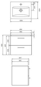 Cersanit S801-146-DSM - LARA COMO fehér fali fürdőszobai szekrény mosdóval
