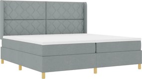 vidaXL Boxrugós ágy matracmal leddel Világosszürke 200 x 200 cm szövet