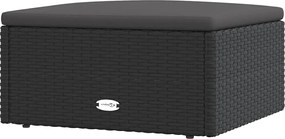 vidaXL fekete polyrattan kerti lábtartó párnával