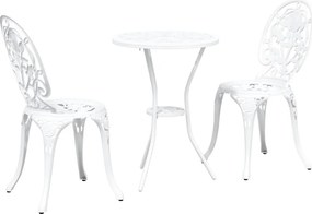 vidaXL Kert Bistro Készlet 3 pcs Fehér Alumínium